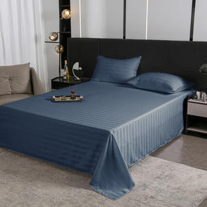Juego de Ropa de <span class=keywords><strong>Cama</strong></span> de Lujo con Rayas de Satén - Sábanas de Calidad Hotelera en Azul Oscuro, Tamaño Personalizado, Servicio OEM/ODM Disponible - Product Image 3