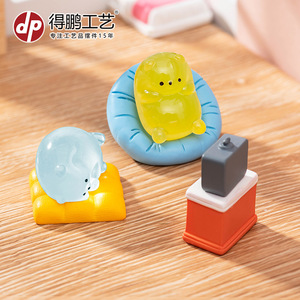 Figurines d'ours de dessin animé mignonnes, mini ornements en résine pour maison de poupée, décorations de bureau, couleurs bleues, jaunes, roses, violettes, transparentes - Product Image 4