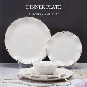 Juegos de Té de Porcelana Blanca Estilo Europeo al por Mayor con Borde Dorado - Product Image 2