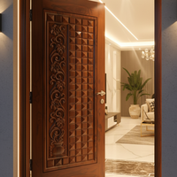 Portes résistantes aux balles en bois massif sculpté sur mesure de style antique traditionnel pour villa, maison classique, intérieur d'appartement