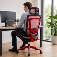 Chaise de bureau de direction ergonomique de luxe en maille, base en alliage d'aluminium, vérin à gaz classe 4, support lombaire réglable, design moderne, pour salle à manger