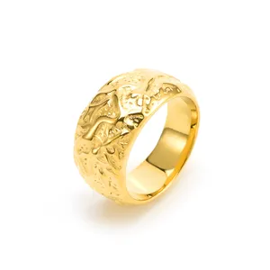 कस्टम थोक भव्य महिला सोना मढ़वाया स्टेनलेस स्टील इतालवी महिलाओं के सामान हस्तनिर्मित उंगली की अंगूठी