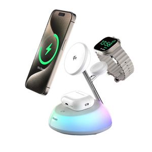 Support de charge sans fil magnétique 3-en-1 certifié pour téléphone portable avec câble rétractable pliable – Nouveaux gadgets technologiques - Product Image 1