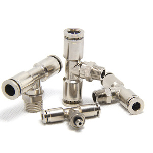 Wentai Pneumatics T-Type <b>Quick</b> Connect Fitting Nickel-Plated Brass PB8-02 Threaded Metal Pneumatic Fitting - Product Image 1
