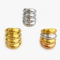 Nouveau Acier Inoxydable Quatre Cercle Anneaux Arc Haute Texture Minimaliste Mode Déclaration Femmes Anneau