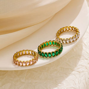 छल्ले लक्जरी थोक 18k प्रकाश सरल सोना मढ़वाया आभूषण के लिए मिश्रण बहुत लड़कियों महिलाओं को घर शादी भोज होटल जिक्रोन अंगूठी - Product Image 5