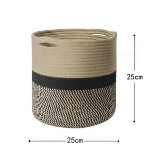 Woven Cotton <b>Rope</b> <b>Basket</b> Round <b>Storage</b> Laundry <b>Basket</b> Eco-Friendly Home Decoration Organizer - Product Image 4
