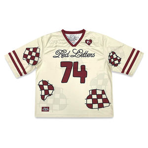 Maillot de football américain vintage surdimensionné personnalisé de haute qualité pour unisexe, design patchwork, taille plus, technique d'impression 100% - Product Image 5