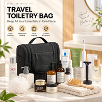 Trousse de Toilette de Voyage Multifonctionnelle en Polyester à Double Ouverture, Capacité Moyenne, Imperméable, Fermeture Éclair, Rangement Suspendu