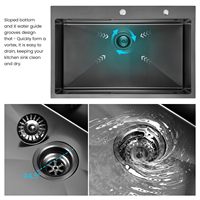 Évier de cuisine en acier inoxydable 304, évier simple profond, évier de cuisine fait à la main