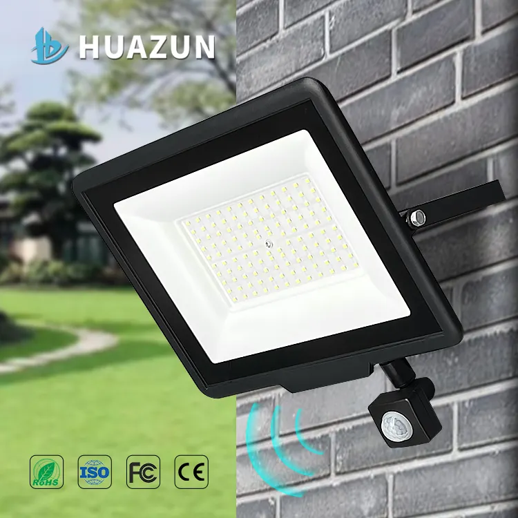 Produsen harga rendah Solar lampu banjir 100w Sensor gerak PIR Led lampu sorot lampu banjir dengan Sensor gerak