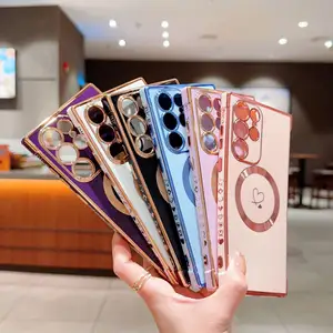 LeYi luxury Mobile cover electroplated plating with ring magnetic Bumper TPU phone case For samsung s24 ultra s23 fe