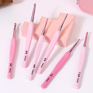 Juego de ganchos de ganchillo con mango suave rosa degradado, herramientas para tejer hilo de suéter, juego de ganchos de ganchillo de <span class=keywords><strong>8</strong></span> piezas - Product Image 4