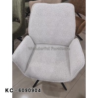 Fauteuil de loisirs moderne pour la maison, fauteuil décoratif rembourré en tissu, chaise de salle à manger avec pieds en fer noir pour salon et salle à manger