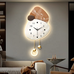 Horloge murale SHENGTAI pour salon et <span class=keywords><strong>salle</strong></span> <span class=keywords><strong>à</strong></span> <span class=keywords><strong>manger</strong></span> |   Horloge décorative créative avec lampe murale et fond en grille - Product Image 5