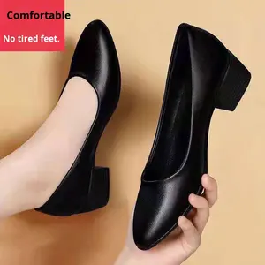 <span class=keywords><strong>Scarpe</strong></span> <span class=keywords><strong>da</strong></span> <span class=keywords><strong>lavoro</strong></span> <span class=keywords><strong>da</strong></span> <span class=keywords><strong>donna</strong></span> in pelle nera con tacco basso <span class=keywords><strong>scarpe</strong></span> <span class=keywords><strong>da</strong></span> <span class=keywords><strong>lavoro</strong></span> morbide comode Sole per colloqui professionali lungo autunno - Product Image 1