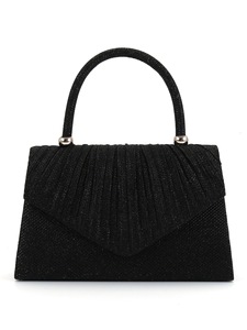 Pleated Glitter Evening <b>Clutch</b> Bag, Luxury Women's Sparkly Top Handle Handbag, Elegant Envelope Purse for <b>Wedding</b> & Party - Product Image 4