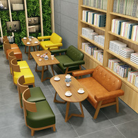 Table et chaise en bois massif pour bibliothèque, bar à livres, café, salon de thé, et ensemble de canapés en bois massif pour stand de loisirs et d'accueil.