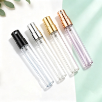 Atomiseur de parfum de voyage miniature en stock, 2ml 3ml 5ml 10ml, flacon en verre fin à filetage, pulvérisateur avec couvercle en aluminium électroplaqué