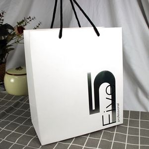 New Red logo Print Packaging Christmas Candy Chocolate Gift Clothing Cosmeti Paper Bags With Carrying Handles - Product Image 2
