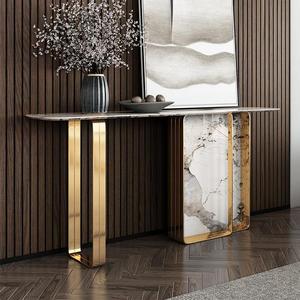 <span class=keywords><strong>Table</strong></span> <span class=keywords><strong>console</strong></span> moderne <span class=keywords><strong>extensible</strong></span> avec plateau en marbre et structure en métal de luxe pour hôtel et salon, meuble d'entrée et de couloir - Product Image 2