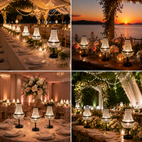 Lampes de table sans fil IP65 en cristal noir, simples, pour centres de table de mariage et de fête, avec contrôle tactile, écologiques, flexibles, alimentation CC