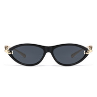 Gafas de Sol de Moda con Marco Pequeño Estilo Ojo de Gato, Patillas Metálicas Anudadas, Diseño Único para Mujer