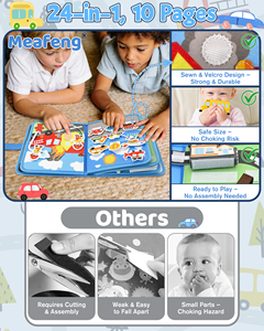Juguete Educativo Montessori Busy Board, Meafeng 10 en 1, Libro de Actividades Sensoriales con Vehículos para Niños Pequeños de 1, 2 y 3 Años - Product Image 5