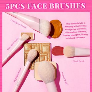Per Jessup rosa T495-G Set di pennelli per il trucco 12 pezzi con spugna per il trucco per viso e labbra campione gratuito disponibile
