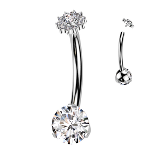 Lotus Wholesale G23 Titanium Belly Button Rings Navel Piercing Jewelry Zircon Gem Body Piercing Jewellery for Women and Men - Product Image 4
