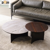 Salon italien Petite table basse ronde de luxe Ensemble de tables à thé modernes extensibles en métal Rock Plate Designer Creative