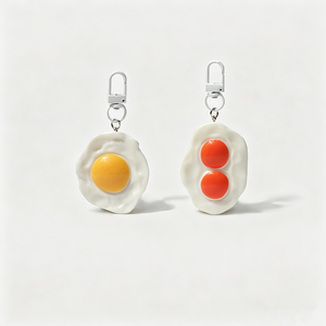 Uionen Porte-clés amusant et mignon en forme de grand oeuf frit jaune poché, jouet alimentaire, pendentif de sac, accessoires de sac à dos - Product Image 1