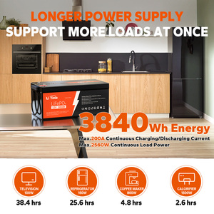 แบตเตอรี่ลิเธียมไอออน LiTime 12V 300Ah พร้อมระบบจัดการแบตเตอรี่ 200A BMS สำหรับระบบโซลาร์เซลล์บ้าน จัดส่งตรงจากสหรัฐอเมริกา - Product Image 3