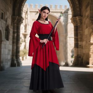 YUIQPKJX Vestido de Hada Renacentista para Mujer, Talla Grande, Disfraz Medieval de Halloween con Orejas de Elfo y Collar - Product Image 2
