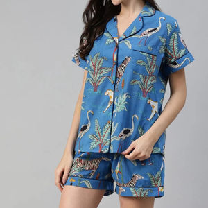 Conjunto de Pijama Corto de Invierno 2025 con Estampado Animal, 100% Algodón, Suave y Transpirable para Dormir y Uso Diario - Product Image 1