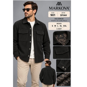 เสื้อเชิ้ตผู้ชาย MARKOVA สีดำ รุ่น 901 ผ้าถัก สำหรับฤดูหนาว คุณภาพเยี่ยม ขายดีที่สุด ขายส่ง - Product Image 1