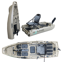 Kayak à Pédales Modulaire Solo Tandem Amovible de 3,05 m, Nouveau Design, Kayak de Pêche avec Siège et Pagaie