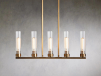 Tubo de vidrio de granja dorado 10 Luces candelabros de rueda de vagón accesorio de lujo redondo iluminación colgante de techo para comedor sala de estar