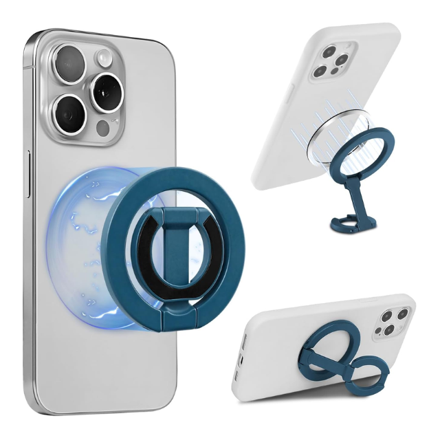 New Arrival Foldable Double Sided Magnetic Phone Ring Holder for iPhone 17 16 15 14 Adjustable Cell Phone Kickstand Magnet Grip