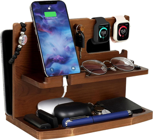 Desk Organizer <strong>Bedside</strong> Desk Docking Station Wooden Phone Docking Station Birthday Gifts for Husband Fathers Day Gifts - Product Image 1