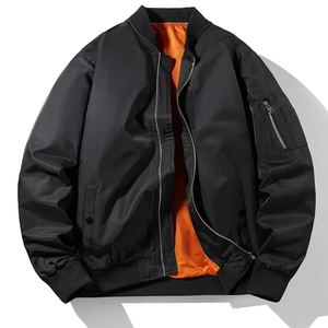 Dropshipping-Chaqueta de bombardero de inspiración vintage para hombre, informal, verde oliva, poliéster con cremallera y bolsillos - Product Image 1