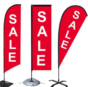 Tuoye Giá Rẻ Tùy Chỉnh Thiết Kế In Quảng Cáo Biểu Ngữ Ngoài Trời Drop Dừng Mini Teardrop Mở Lông Bãi Biển Cờ Với Cực Kit - Product Image 4