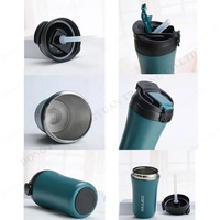 Gobelet isotherme en acier inoxydable de 400 ml, anti-fuite, avec couvercle rabattable, mug de voyage, possibilité de personnaliser le logo, pour les trajets au bureau