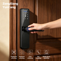 Cerradura Inteligente para Puerta Interior con Huella Dactilar, Desbloqueo con Tarjeta y Aplicación, Control por Wi-Fi, Aleación de Aluminio, Seguridad Clase C, Modelo Tuya TT Lock App
