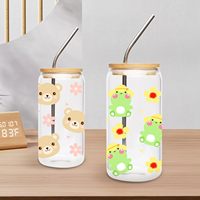 UV DTF Tasse Wrap Autocollant Animal Design Dessin Animé Corgi Grenouille Panda Transfert pour Verre Tasse Bouteille D'eau DIY Décoration