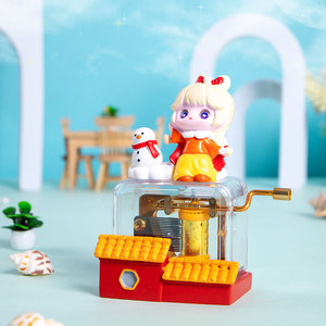 Caja de música de manivela con flores de Baiyumo floreciendo a lo largo del camino, decoración de escritorio de resina para niñas, regalo artesanal. - Product Image 4