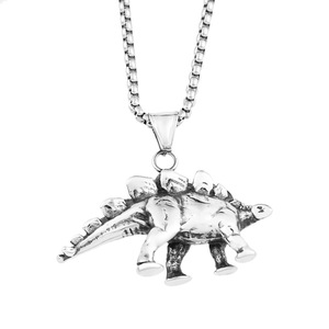Collier pendentif dinosaure en acier inoxydable pour homme, bijou en forme d'animal, chaîne de 60 cm en acier coloré, accessoire de mode pour pull - Product Image 5