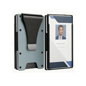 กระเป๋าสตางค์ใส่บัตร RFID ป้องกันการโจรกรรมข้อมูล พร้อมช่องใส่บัตรแบบใส ที่หนีบเงิน  โลโก้สั่งทำได้  ดีไซน์มินิมอลบางเฉียบ  ที่หนีบบัตรเครดิต - Product Image 1