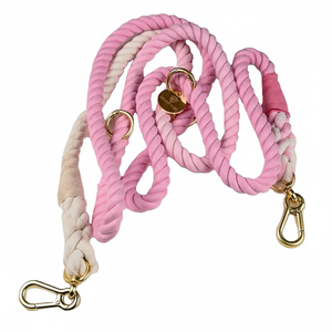 Luxury Dog Leash Solid <b>Pink</b> Cotton Rope with <b>Lace</b> Decoration for Small Medium Large Breeds - Product Image 1