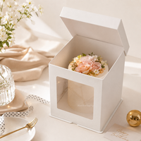 Boîte à gâteau haute personnalisée de haute qualité en carton ivoire, carrée, 8, 10, 12 pouces, avec fenêtre transparente pour mariage et fête